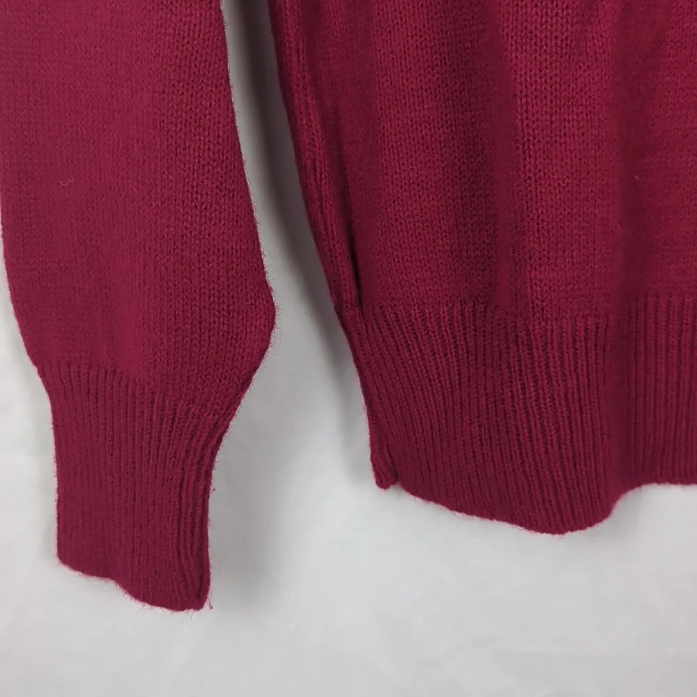 VINTAGE Women's Picket and Post Dark Pink Knit Crewneck Sweater - Picture 4 of 4